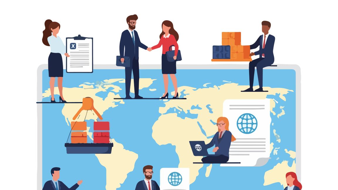 grafische Darstellung von Menschen die in der Logistik arbeiten